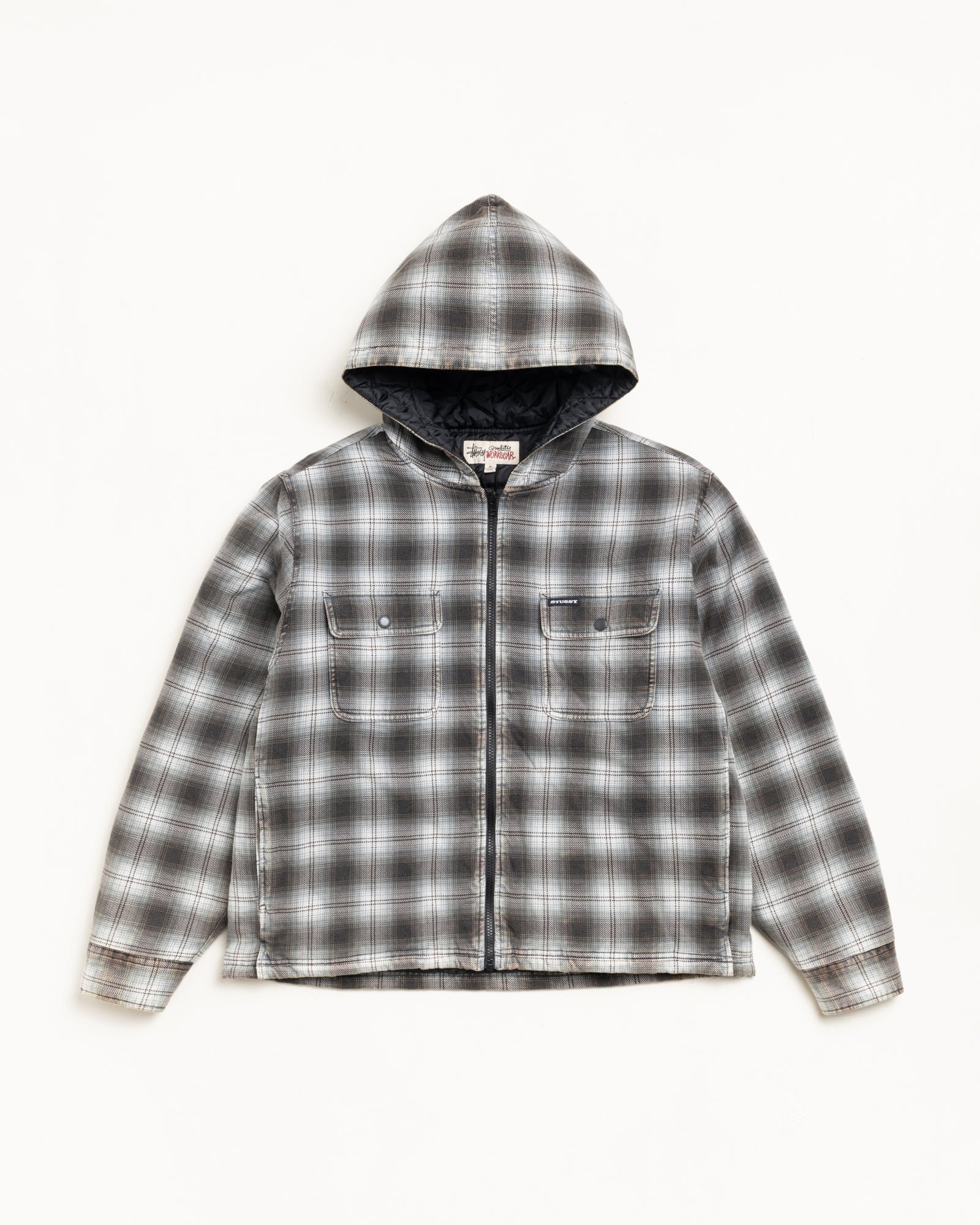 Zip Hooded Plaid Shirt – Charcoal | Outerwear | Stüssy Japan